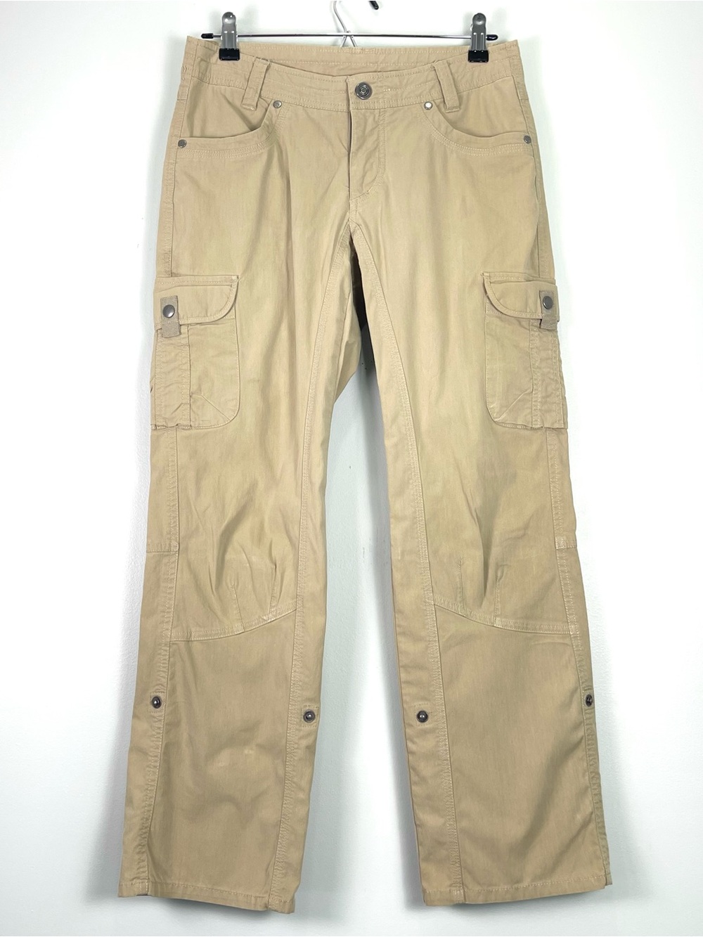 KUHL Women's Cargo Convertible Nylon Khaki Tan Pants Stretch Outdoor Size 2 Reg
